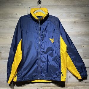 COLUMBIA West Virginia Mountaineers Hooded Rain Jacket Waterproof Men’s Medium
